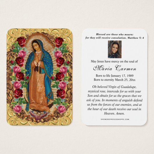 Religieuze maagd Mary Guadalupe katholieke begrafe Visitekaartje (Voorkant /achterkant)