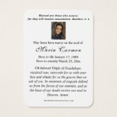 Religieuze maagd Mary Guadalupe katholieke begrafe Visitekaartje (Achterkant)