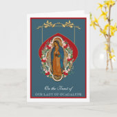 Religieuze Maagd Mary Guadalupe Spaanse feast Card Kaart (Gele Bloem)