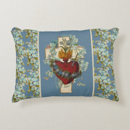 Religieuze maagd Mary Heart Floral Cross Accent Kussen