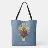 Religieuze maagd Mary Heart Floral Cross Tote Bag (Achterkant)