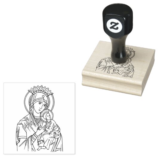 Religieuze maagd Mary helpt Jezus bij de eeuwighei Rubberstempel (Gestempeld)
