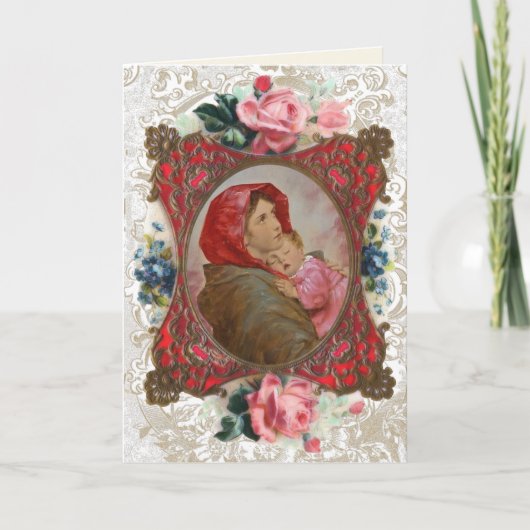 Religieuze Maagd Mary Jesus  Floral Card Kaart (Voorkant)