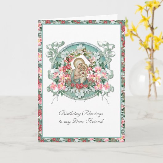 Religieuze Maagd Mary Jesus Floral Kaart (Gele Bloem)