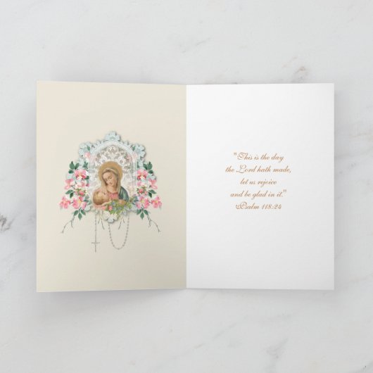 Religieuze Maagd Mary Jesus Floral Scriptversie Ve Kaart (Binnen)