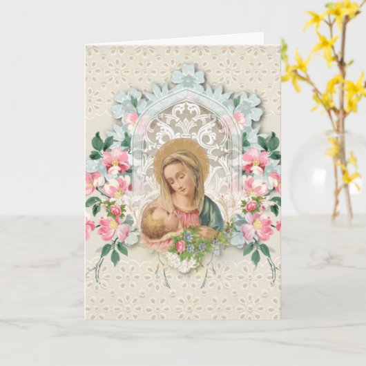 Religieuze Maagd Mary Jesus Floral Scriptversie Ve Kaart (Gele Bloem)