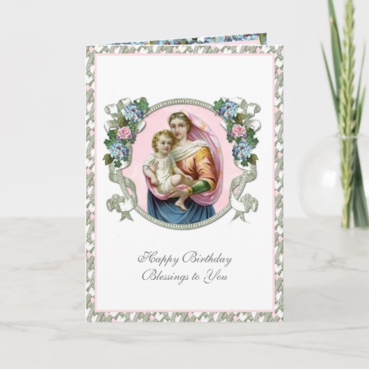 Religieuze  Maagd Mary Jesus Flowers Kaart (Voorkant)