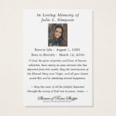 Religieuze maagd Mary Jesus Funeral Katholiek Visitekaartje (Achterkant)