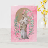 Religieuze Maagd Mary Jesus Katholieke  Kaart (Gele Bloem)