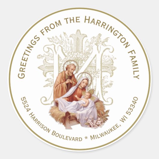 Religieuze maagd Mary Jesus Kerstmis Cla Ronde Sticker (Voorkant)