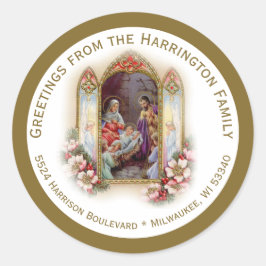 Religieuze Maagd Mary Jesus Kerstmis Nativiteit Ronde Sticker
