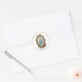 Religieuze maagd Mary Jesus Kerstmis Poinsettias Ronde Sticker (Envelop)