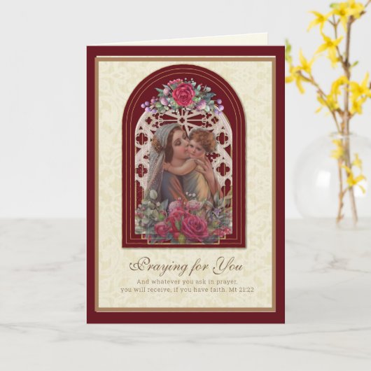 Religieuze  Maagd Mary Jesus Prayer Kaart (Gele Bloem)