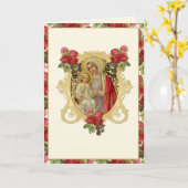 Religieuze maagd Mary Jesus Red Floral katholiek Kaart (Gele Bloem)
