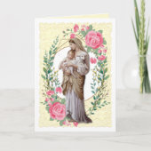 Religieuze maagd Mary Jesus Roses Feestdagen Kaart (Voorkant)