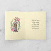 Religieuze maagd Mary Jesus Roses Feestdagen Kaart (Binnen)