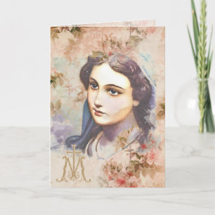 Religieuze Maagd Mary Katholieke Floral Card Kaart
