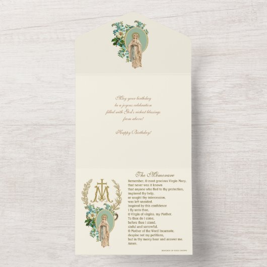 Religieuze Maagd Mary Lourdes Birthday All In One Uitnodiging (Binnen)