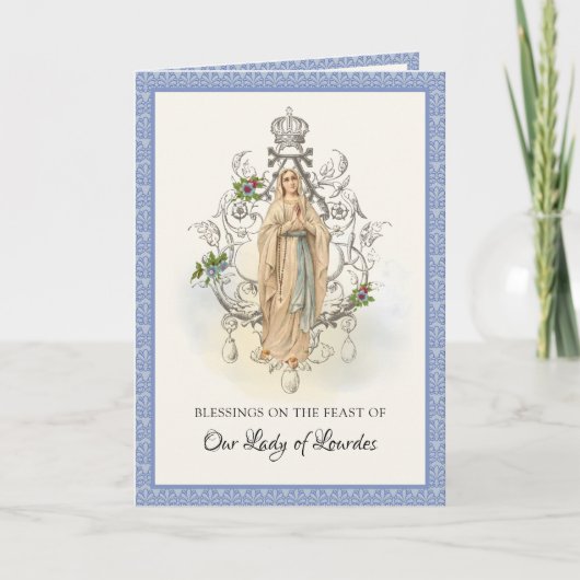 Religieuze Maagd Mary Lourdes Prayer Rosary Card Kaart (Voorkant)