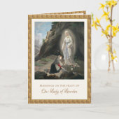 Religieuze Maagd Mary Lourdes St. Bernadette Kaart (Gele Bloem)