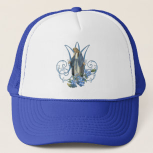 Religieuze maagd Mary Marian Cross Blue Flowers Trucker Pet