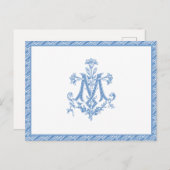 Religieuze maagd Mary Marian Cross Blue Lilies Briefkaart (Voorkant / Achterkant)