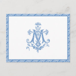 Religieuze maagd Mary Marian Cross Blue Lilies Briefkaart