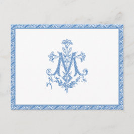 Religieuze maagd Mary Marian Cross Blue Lilies Briefkaart