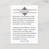 Religieuze Maagd Mary Memorare Prayer Heilige Kaar Visitekaartje (Achterkant)