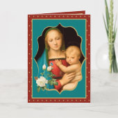 Religieuze Maagd Mary met Baby Jesus White Rose Kaart (Voorkant)