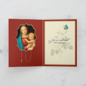 Religieuze Maagd Mary met Baby Jesus White Rose Kaart (Binnen)