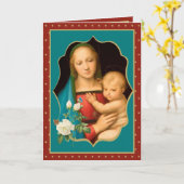 Religieuze Maagd Mary met Baby Jesus White Rose Kaart (Gele Bloem)