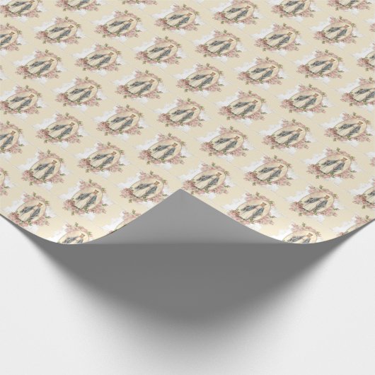 Religieuze Maagd Mary Pink Roses  Cadeaupapier (Hoek)