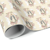 Religieuze Maagd Mary Pink Roses  Cadeaupapier (Rol Hoek)