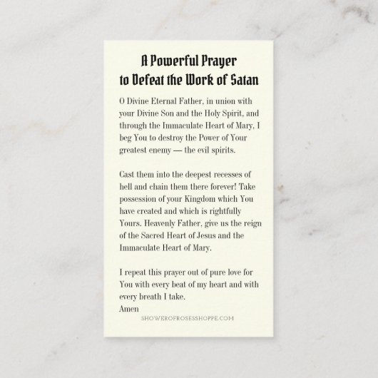 Religieuze maagd Mary Prayer Punch Devil Plaatskaartje (Achterkant)