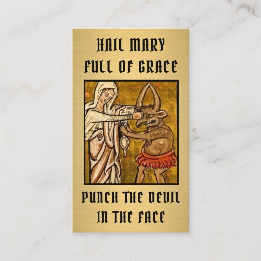 Religieuze maagd Mary Prayer Punch Devil Plaatskaartje (Voorkant)