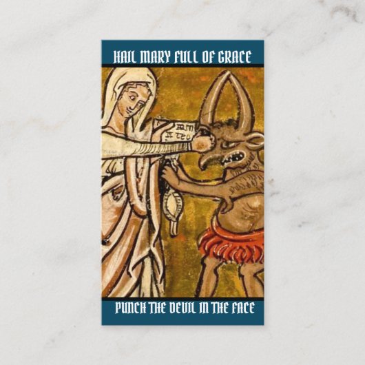 Religieuze maagd Mary Prayer Punch Devil Plaatskaartje (Voorkant)