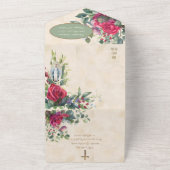 Religieuze Maagd Mary Red Roses Postalette All In One Uitnodiging (Buitenkant)