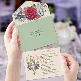 Religieuze Maagd Mary Red Roses Postalette All In One Uitnodiging