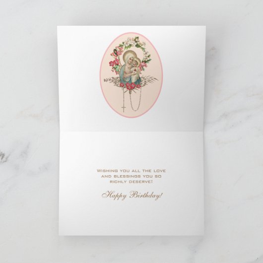Religieuze Maagd Mary Rosary Baby Jesus Kaart (Binnen)
