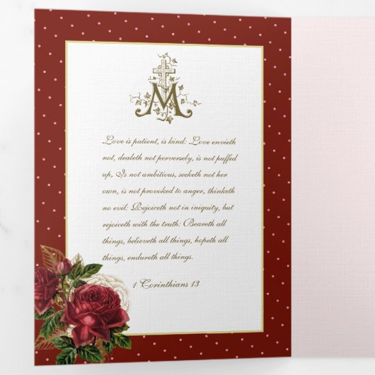 Religieuze Maagd Mary Rosary Prayer Valentijn Tr Drieluik Kaart (Binnenzijde eerst)