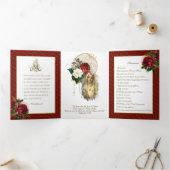Religieuze Maagd Mary Rosary Prayer Valentijn Tr Drieluik Kaart (Binnen)