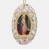 Religieuze maagd Mary  Roze Roses katholiek Keramisch Ornament (Links)