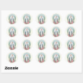 Religieuze maagd Mary  Roze Roses katholiek Ronde Sticker (Vel)