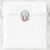 Religieuze maagd Mary  Roze Roses katholiek Ronde Sticker (Tas)