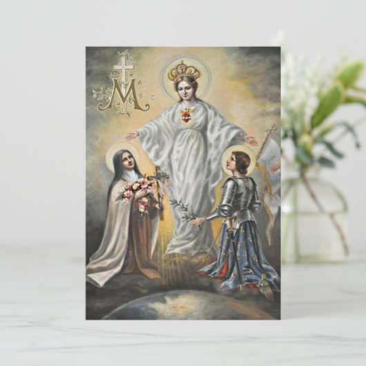 Religieuze Maagd Mary St. Therese Joan of Arc Kaart (Staand voorkant)