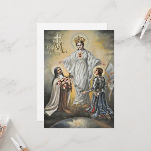 Religieuze Maagd Mary St. Therese Joan of Arc Kaart (Voorkant / Achterkant in situ)