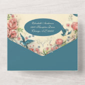 Religieuze maagd Mary Vogelroze rozen All In One Uitnodiging (Achterkant)