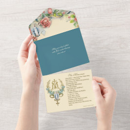 Religieuze maagd Mary Vogelroze rozen All In One Uitnodiging