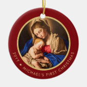 Religieuze Madonna & Child Baby's 1e Kerstmis Keramisch Ornament (Voorkant)